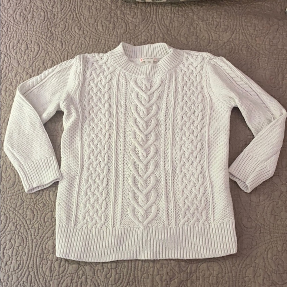 J CREW Girls Crewcuts White Cable Knit Crewneck